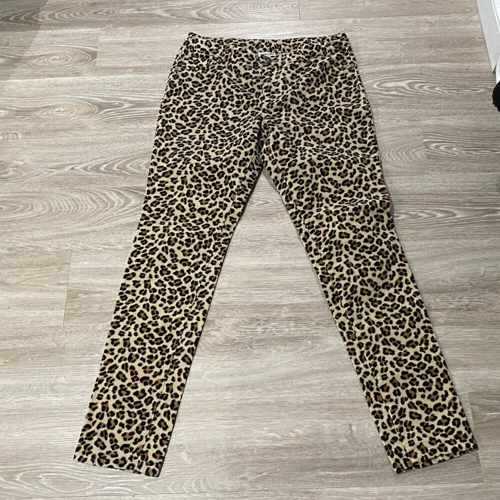 Cherokee Leopard Pr. Corduroy Stretch Cotton Preppy Y2K Jeans Pants 16 Adult's 6